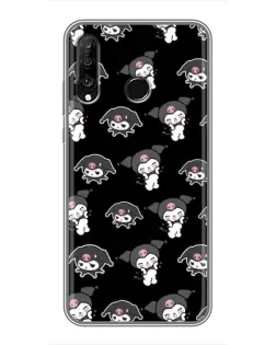Чохол для Huawei P30 Lite / Nova 4e з картинкою «Чорний паттерн Kuromi»