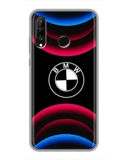 Чохол для Huawei P30 Lite / Nova 4e з картинкою «Логотип BMW та неонові дуги»