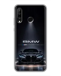 Чехол для Huawei P30 Lite / Nova 4e с картинкой «BMW сквозь ночной город» Чехол для Huawei P30 Lite / Nova 4e с картинкой «BMW сквозь ночной город»