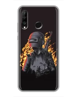 Чехол для Huawei P30 Lite / Nova 4e с картинкой «PUBG — огненный силуэт» Чехол для Huawei P30 Lite / Nova 4e с картинкой «PUBG — огненный силуэт»