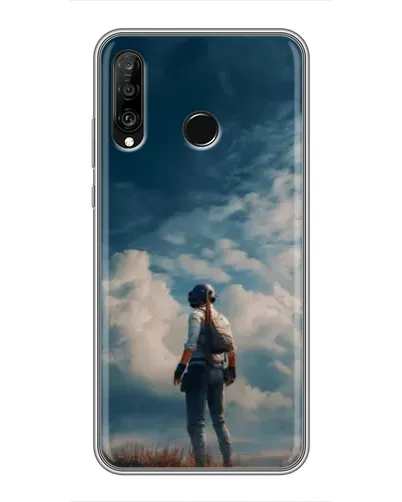 Чехол для Huawei P30 Lite / Nova 4e с картинкой «Герой PUBG на скале»