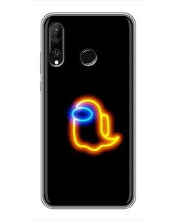 Чехол для Huawei P30 Lite / Nova 4e с картинкой «Among Us неоновое сияние»