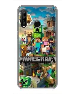 Чехол для Huawei P30 Lite / Nova 4e с картинкой «Замок Minecraft»
