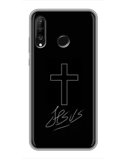 Чехол для Huawei P30 Lite / Nova 4e с картинкой «Графический крест Jesus» Чехол для Huawei P30 Lite / Nova 4e с картинкой «Графический крест Jesus»