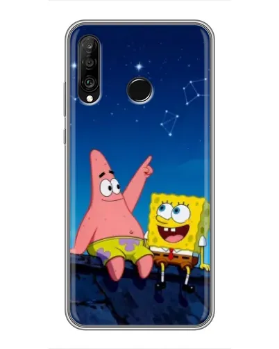 Чохол для Huawei P30 Lite / Nova 4e з картинкою «Губка Боб та Патрік вночі» Чохол для Huawei P30 Lite / Nova 4e з картинкою «Губка Боб та Патрік вночі»