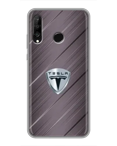 Чехол для Huawei P30 Lite / Nova 4e с картинкой «Металлическая текстура Tesla»