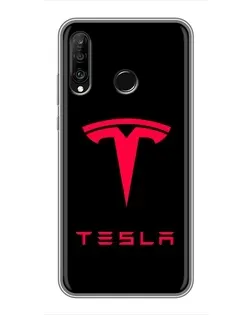 Чехол для Huawei P30 Lite / Nova 4e с картинкой «Tesla Red Logo» Чехол для Huawei P30 Lite / Nova 4e с картинкой «Tesla Red Logo»