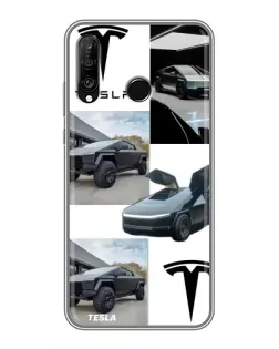 Чехол для Huawei P30 Lite / Nova 4e с картинкой «Коллаж Cybertruck Tesla» Чехол для Huawei P30 Lite / Nova 4e с картинкой «Коллаж Cybertruck Tesla»