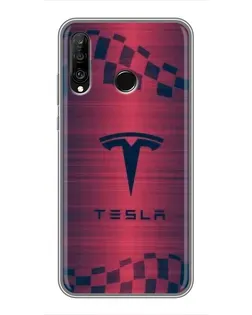 Чехол для Huawei P30 Lite / Nova 4e с картинкой «Тесла красный карбон» Чехол для Huawei P30 Lite / Nova 4e с картинкой «Тесла красный карбон»