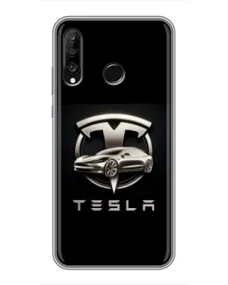 Чехол для Huawei P30 Lite / Nova 4e с картинкой «Tesla — серебристое авто» Чехол для Huawei P30 Lite / Nova 4e с картинкой «Tesla — серебристое авто»