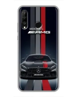 Чехол для Huawei P30 Lite / Nova 4e с картинкой «Mercedes — белый карбон»