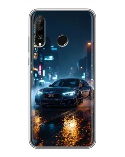Чохол для Huawei P30 Lite / Nova 4e з картинкою «Нічне місто та Audi»