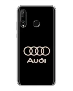 Чохол для Huawei P30 Lite / Nova 4e з картинкою «Audi — золотий логотип»