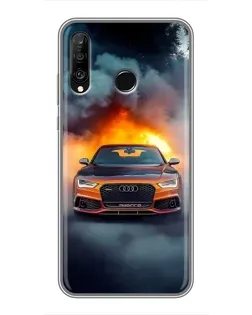 Чохол для Huawei P30 Lite / Nova 4e з картинкою «Audi у вогняному диму»