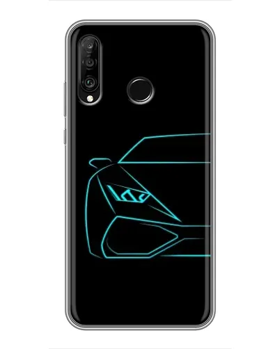Чехол для Huawei P30 Lite / Nova 4e с картинкой «Голубой силуэт Lamborghini» Чехол для Huawei P30 Lite / Nova 4e с картинкой «Голубой силуэт Lamborghini»