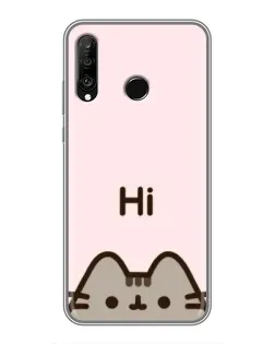 Чехол для Huawei P30 Lite / Nova 4e с картинкой «Пушин говорит Hi»