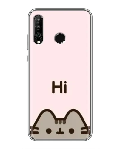 Чехол для Huawei P30 Lite / Nova 4e с картинкой «Пушин говорит Hi»