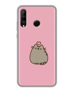 Чехол для Huawei P30 Lite / Nova 4e с картинкой «Pusheen сердце»