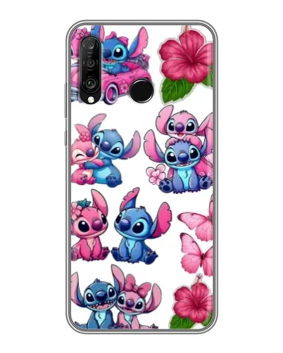Чехол для Huawei P30 Lite / Nova 4e с картинкой «Стикеры Stitch и Angel»