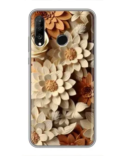 Чехол для Huawei P30 Lite / Nova 4e с картинкой «Бежевый флористический декор» Чехол для Huawei P30 Lite / Nova 4e с картинкой «Бежевый флористический декор»