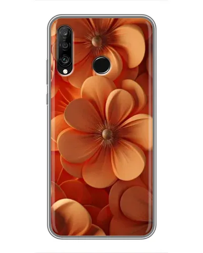 Чехол для Huawei P30 Lite / Nova 4e с картинкой «Оранжевый макро цветок»