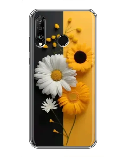 Чехол для Huawei P30 Lite / Nova 4e с картинкой «Подсолнух и ромашка»