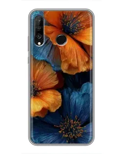 Чехол для Huawei P30 Lite / Nova 4e с картинкой «Яркая сине-оранжевая флора» Чехол для Huawei P30 Lite / Nova 4e с картинкой «Яркая сине-оранжевая флора»