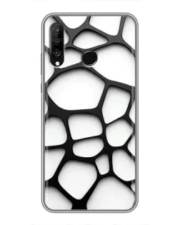 Чехол для Huawei P30 Lite / Nova 4e с картинкой «Белая объемная сетка»