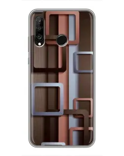 Чохол для Huawei P30 Lite / Nova 4e з картинкою «Коричневі об'ємні квадрати»