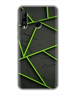 Чохол для Huawei P30 Lite / Nova 4e з картинкою «Зелені геометричні лінії»