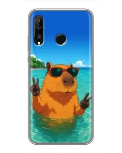 Чехол для Huawei P30 Lite / Nova 4e с картинкой «Морская капибара» Чехол для Huawei P30 Lite / Nova 4e с картинкой «Морская капибара»
