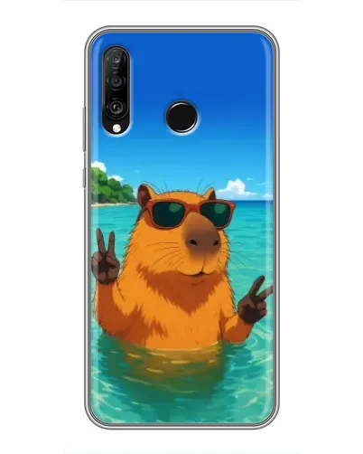 Чехол для Huawei P30 Lite / Nova 4e с картинкой «Морская капибара»