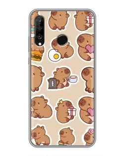 Чехол для Huawei P30 Lite / Nova 4e с картинкой «Капибары паттерн» Чехол для Huawei P30 Lite / Nova 4e с картинкой «Капибары паттерн»