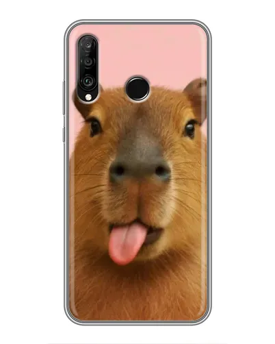 Чехол для Huawei P30 Lite / Nova 4e с картинкой «Капибара с языком»