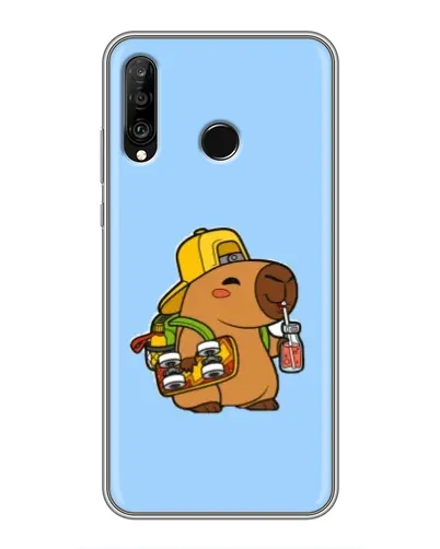Чехол для Huawei P30 Lite / Nova 4e с картинкой «Капибара на скейте»