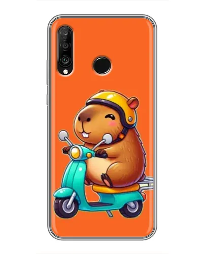 Чехол для Huawei P30 Lite / Nova 4e с картинкой «Капибара на скутере»