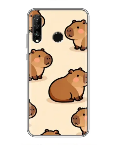 Чехол для Huawei P30 Lite / Nova 4e с картинкой «Паттерн милых капибар»