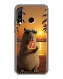 Чехол для Huawei P30 Lite / Nova 4e с картинкой «Капибара с пиццей» Чехол для Huawei P30 Lite / Nova 4e с картинкой «Капибара с пиццей»