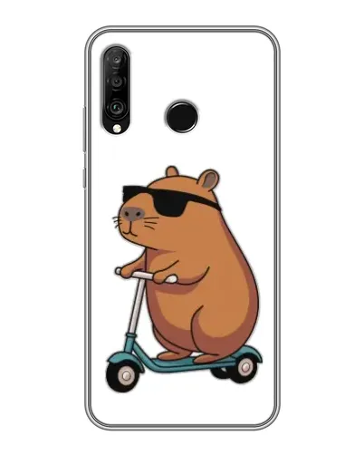Чехол для Huawei P30 Lite / Nova 4e с картинкой «Капибара на самокате»