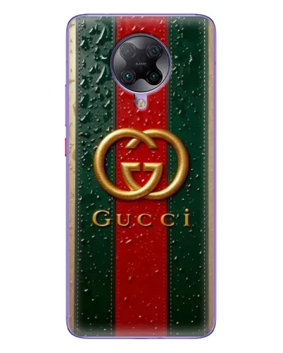 Чехол для Xiaomi POCO F2 Pro с картинкой «Gucci — фирменная полоса и золото» Чехол для Xiaomi POCO F2 Pro с картинкой «Gucci — фирменная полоса и золото»