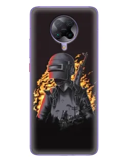 Чохол для Xiaomi POCO F2 Pro з картинкою «PUBG — вогняний силует»
