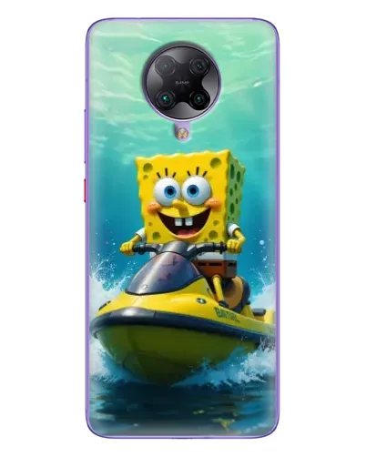 Чехол для Xiaomi POCO F2 Pro с картинкой «Спанч Боб на гидроцикле»
