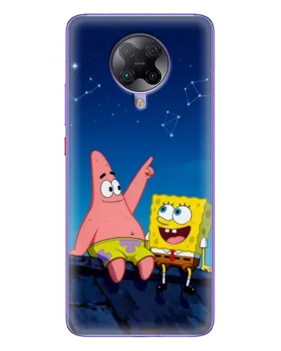 Чехол для Xiaomi POCO F2 Pro с картинкой «Губка Боб и Патрик ночью»