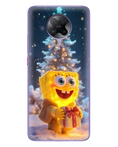 Чехол для Xiaomi POCO F2 Pro с картинкой «Рождественский Спанч Боб»