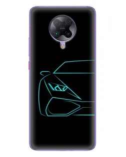 Чехол для Xiaomi POCO F2 Pro с картинкой «Голубой силуэт Lamborghini» Чехол для Xiaomi POCO F2 Pro с картинкой «Голубой силуэт Lamborghini»