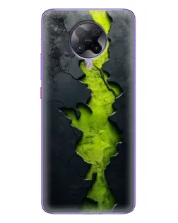 Чехол для Xiaomi POCO F2 Pro с картинкой «Салатовый разлом скалы»