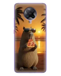 Чохол для Xiaomi POCO F2 Pro з картинкою «Капібара з піцою»