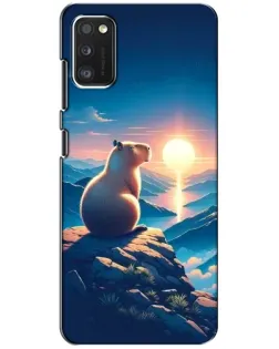 Чехол для Xiaomi POCO M3 с картинкой «Закат солнца с капибарой»