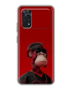 Чехол для Xiaomi POCO M4 Pro 4G с картинкой «Bored Ape в красном»