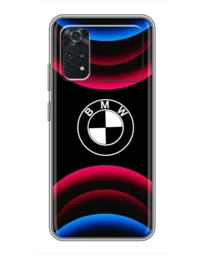 Чехол для Xiaomi POCO M4 Pro 4G с картинкой «Логотип BMW и неоновые дуги»